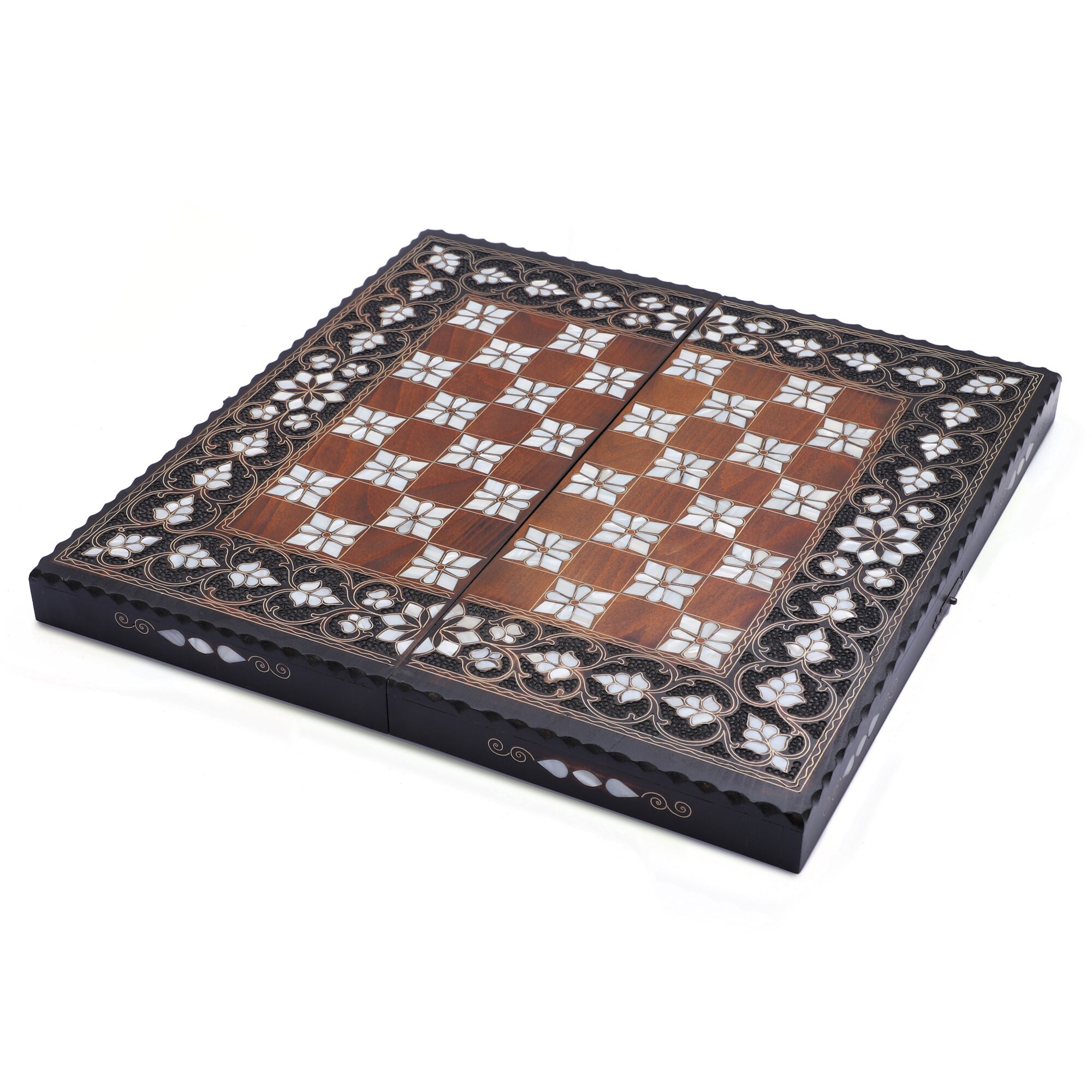 30 Pedine Per Backgammon In Madreperla Intarsiata &ndash; Fatte A Mano In Egitto, Set Da Gioco In Scatola Regalo