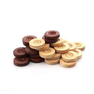 35 mm Boxwood Backgammon Stamps - Custom Backgammon Chips - Antique Red Backgammon Stamps