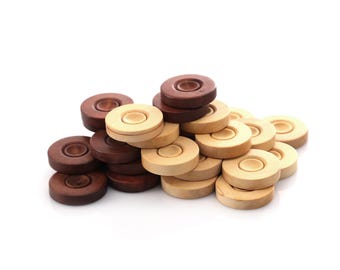 35 mm Boxwood Backgammon Checkers Antique Red Handmade Wooden Replacement Game Stamps