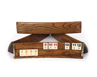Wooden Oval Rummikub Game Set - Natural Moire Wood Texture Rummy Game Set - Handmade Rumicube Game Set - Oval Rummy cube game