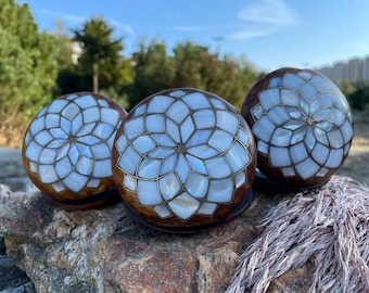 Mother-of-Pearl Lotus Hand Mirror : Handmade Walnut, 3-Piece Collection