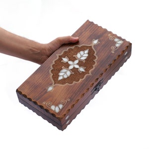 Midi Size Handmade Backgammon Set - Wooden Backgammon Board Game - Travel Backgammon Set