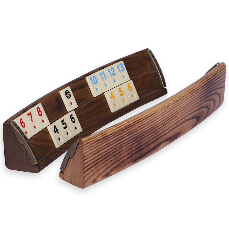 Wooden Oval Rummikub Game Set Natural Moire Wood Texture Etsy