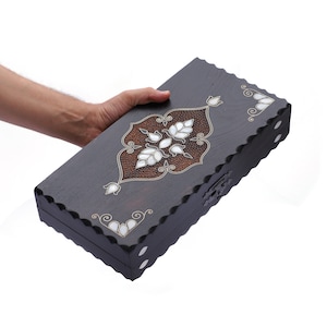 Midi Size Backgammon Set - White Mother Of Pearl Inlaid Set Backgammon Game Set - 13.7 Inches Midi Size Handmade Backgammon Set