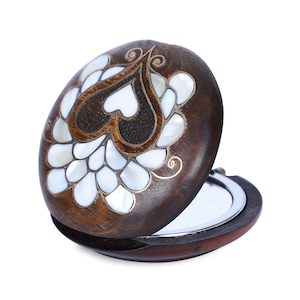 Mother of Pearl Handmade Vintage Makeup Hand Mirror - Compact Makeup Hand Mirror - Vintage Wedding Gifts - Gift for Mother