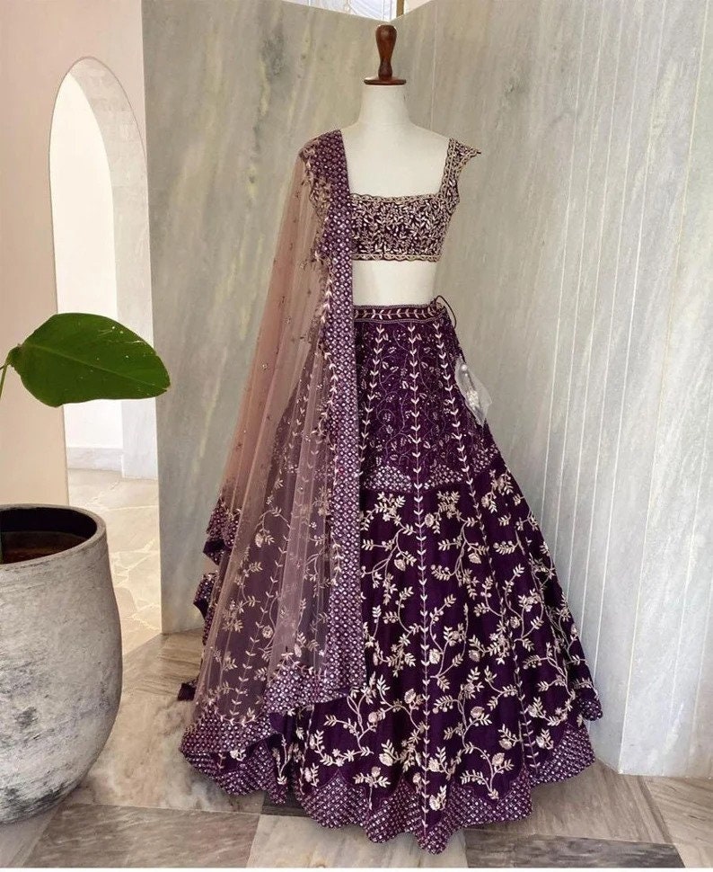 Purple Sabyasachi Designer Lehenga Choli With High Quality