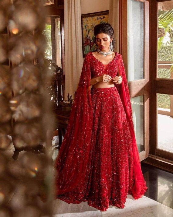 Designer Red Lehenga Choli for Women 