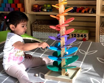 Grand arbre en bois en marbre, arbre à musique, jeu de balles, jouet éducatif interactif, jouet éducatif, arbre en bois, jouet pour tout-petit, cadeau pour enfants