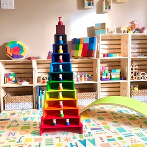 Large Wooden Rainbow Stacker Bundle, Rainbow Stacker, Peg dolls, Semi Circle, Wooden Toy, Montessori Toy, Building blocks, Stacker Set, Gift