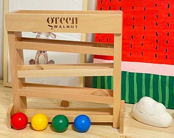 Wooden Ball Tracker, Baby & Toddler Developmental Toy, Visual Tracking Skills Toy, Waldorf Wooden Tracker, Ball Maze, Ball Drop ,Ball Run