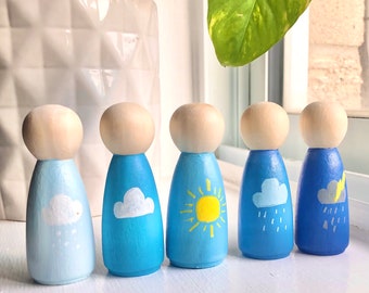 Weather Peg Dolls Hand Painted Peg Doll Wooden Peg Dolls