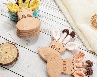 Gehäkelte Rassel für Baby / Beißring / Beißring / Baby & Baby Geschenk / Geschenk zur Geburt / Giraffe Beißring / Beißring