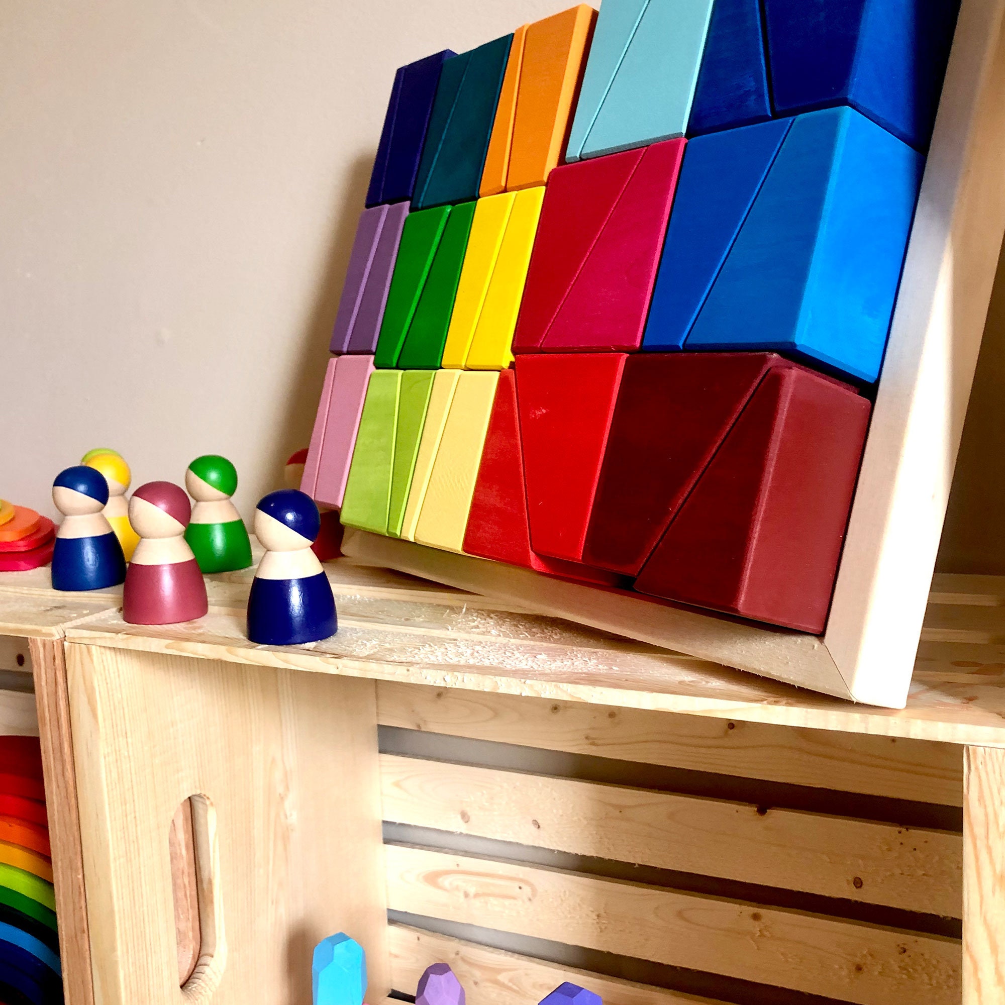 Large Construction Building Blocks Trapezoid Wooden Stacking Etsy