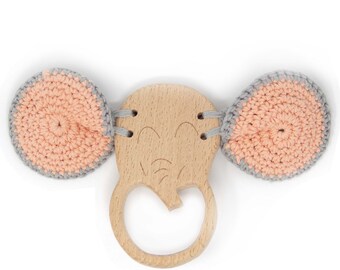 Gehäkelte Rassel für Baby / Beißring / Beißring / Beißring / Kind & Baby Geschenk / Geburtsgeschenk / Elefant Beißring / Beißring / BabyZähne