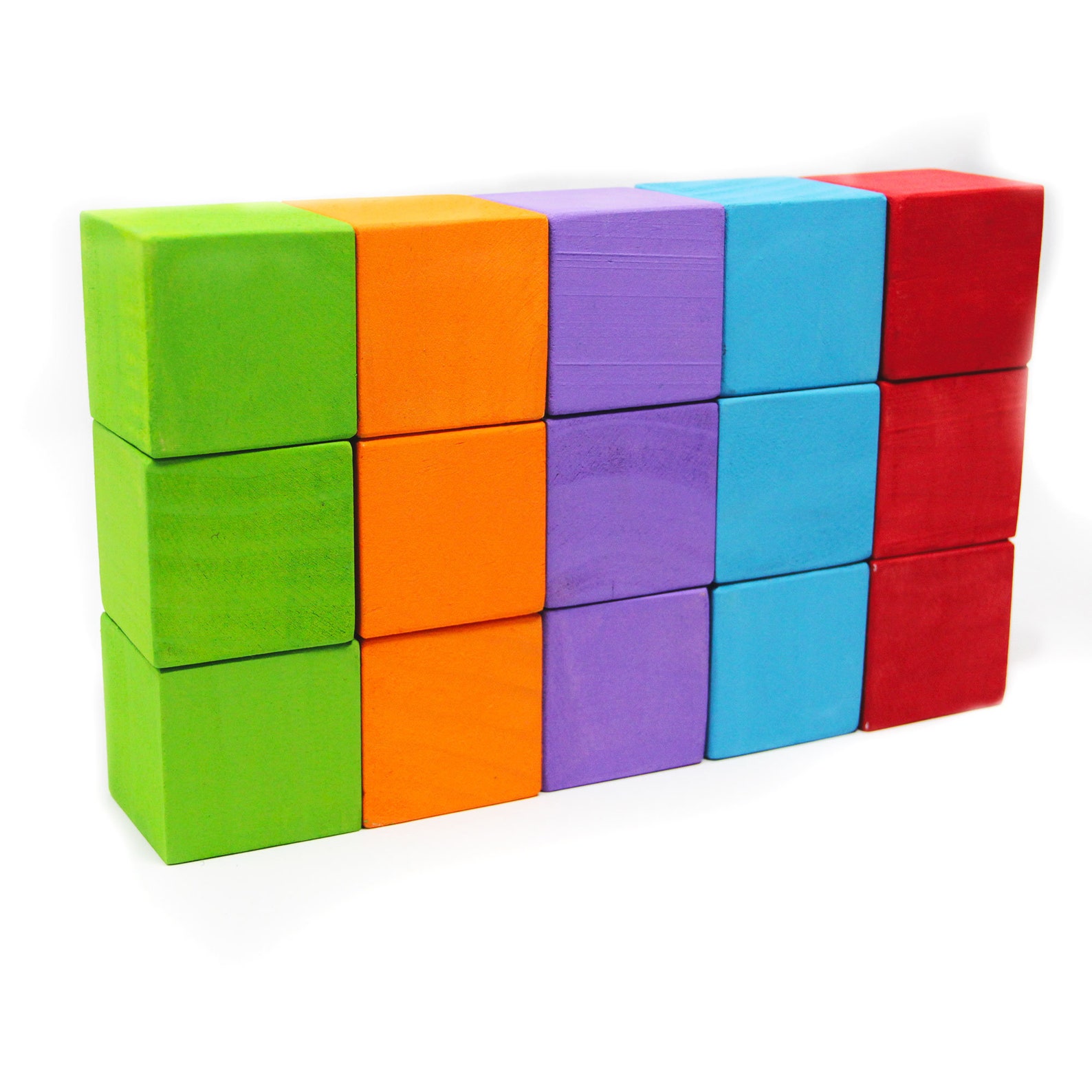 Wooden blocks set 15 multi coloured cubes Personalised Color Etsy