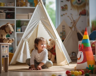 Large Teepee Tent With Lights For Kids , Play Tent , Pretend Tent