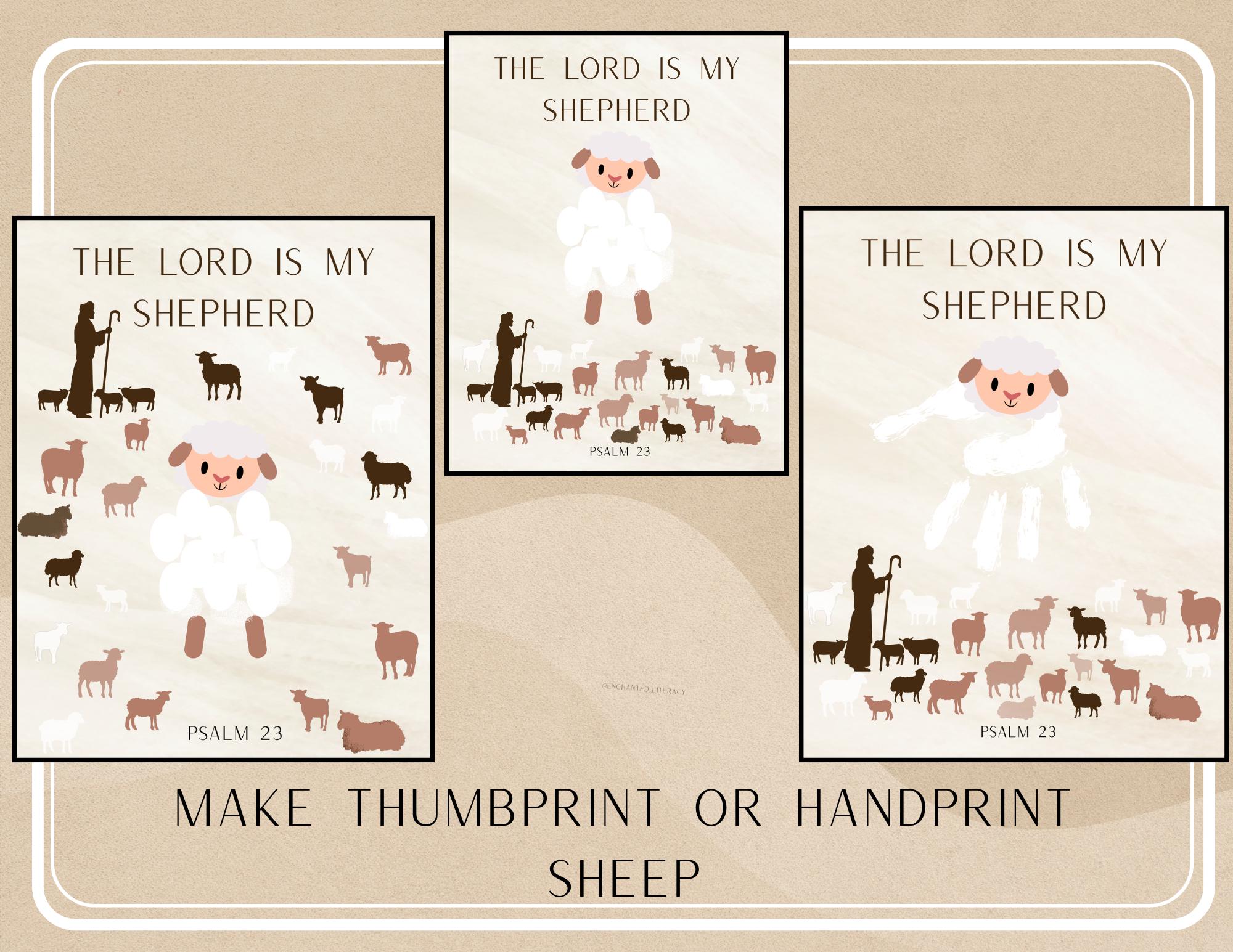 Neutral Bible Kids Handprint Art the Lord is My Shepherd Jesus Beige ...