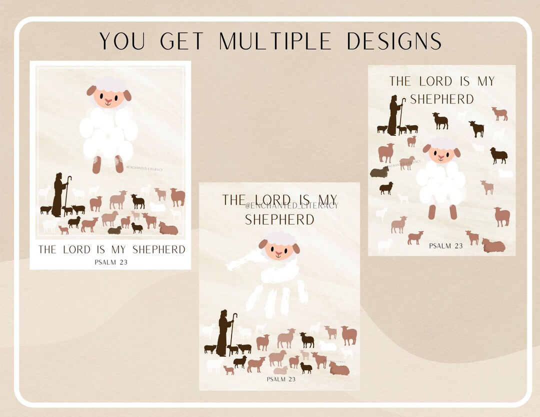 Neutral Bible Kids Handprint Art the Lord is My Shepherd Jesus Beige ...