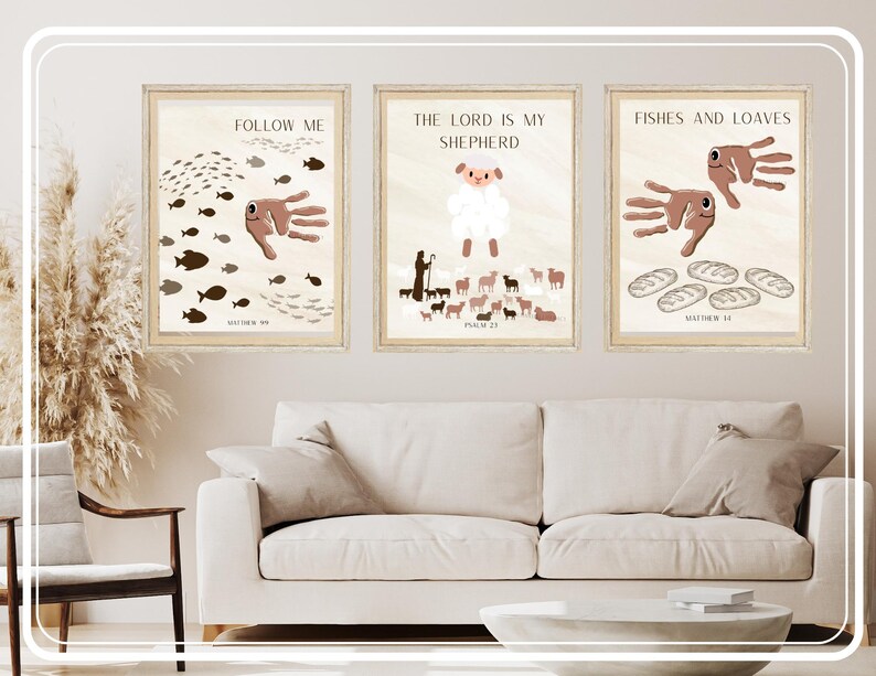 Neutral Bible Kids Handprint Art Follow Me the Lord is My Shepherd ...