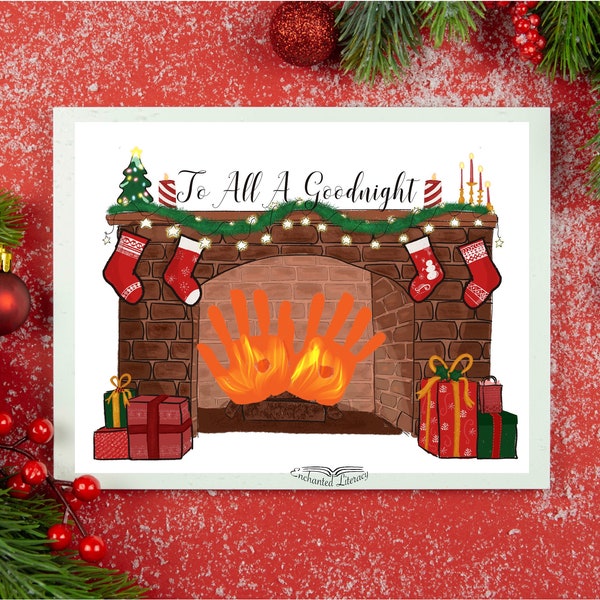 Night Before Christmas Fireplace Handprint art craft,  PRINTABLE Kids Decor, DIGITAL DOWNLOAD, Fun