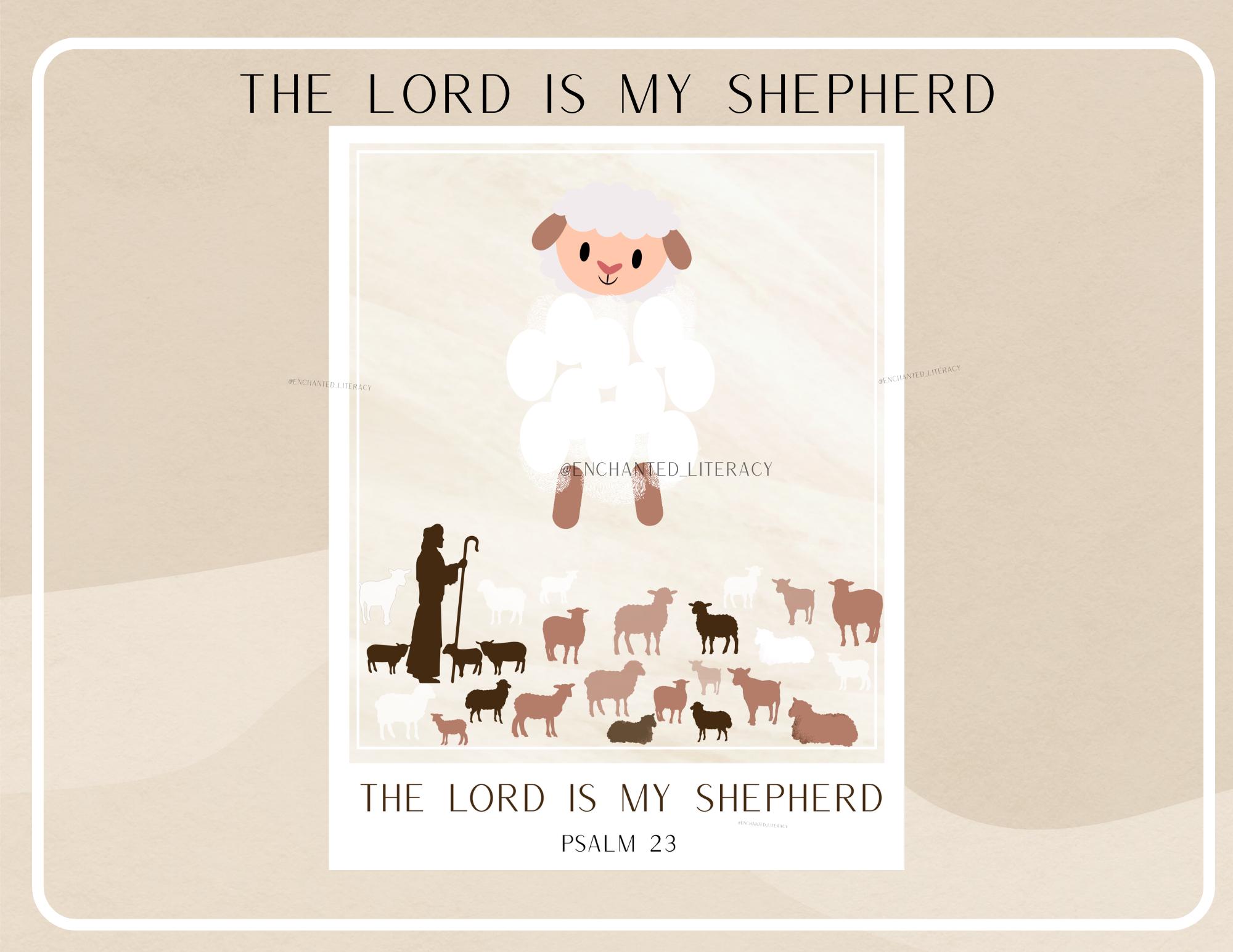 Neutral Bible Kids Handprint Art the Lord is My Shepherd Jesus Beige ...