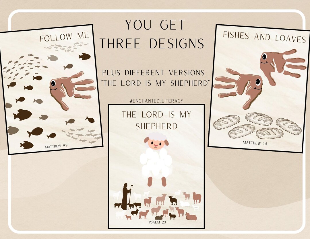 Neutral Bible Kids Handprint Art Follow Me the Lord is My Shepherd ...