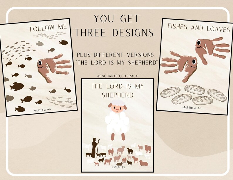 Neutral Bible Kids Handprint Art Follow Me the Lord is My Shepherd ...