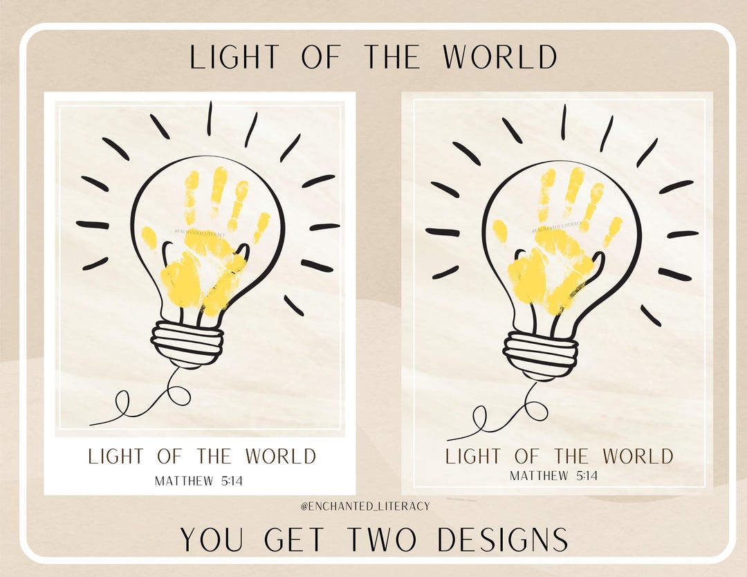 Light of the World Neutral Bible Kids Handprint Art Jesus Beige ...