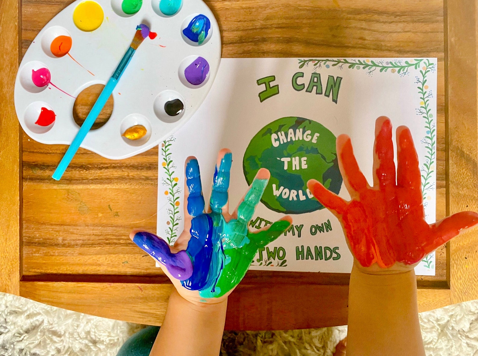 Change the World With My Own Two Hands Childrens Activity Handprint Art