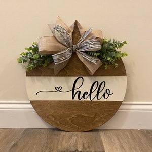 Welcome Door Hanger, Front Door Decor, Year Round Wreath, Farmhouse Welcome Sign, Hello Sign, Housewarming Gift, Realtor Gift, Rustic Decor