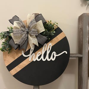 Welcome Door Hanger, Front Door Decor, Year Round Wreath, Farmhouse Welcome Sign, Hello Sign, Housewarming Gift, Realtor Gift, Rustic Decor