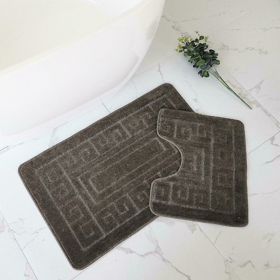 Dark Green Bathroom Rugs Set 2 Piece Non-Slip Bathmat with Absorbent