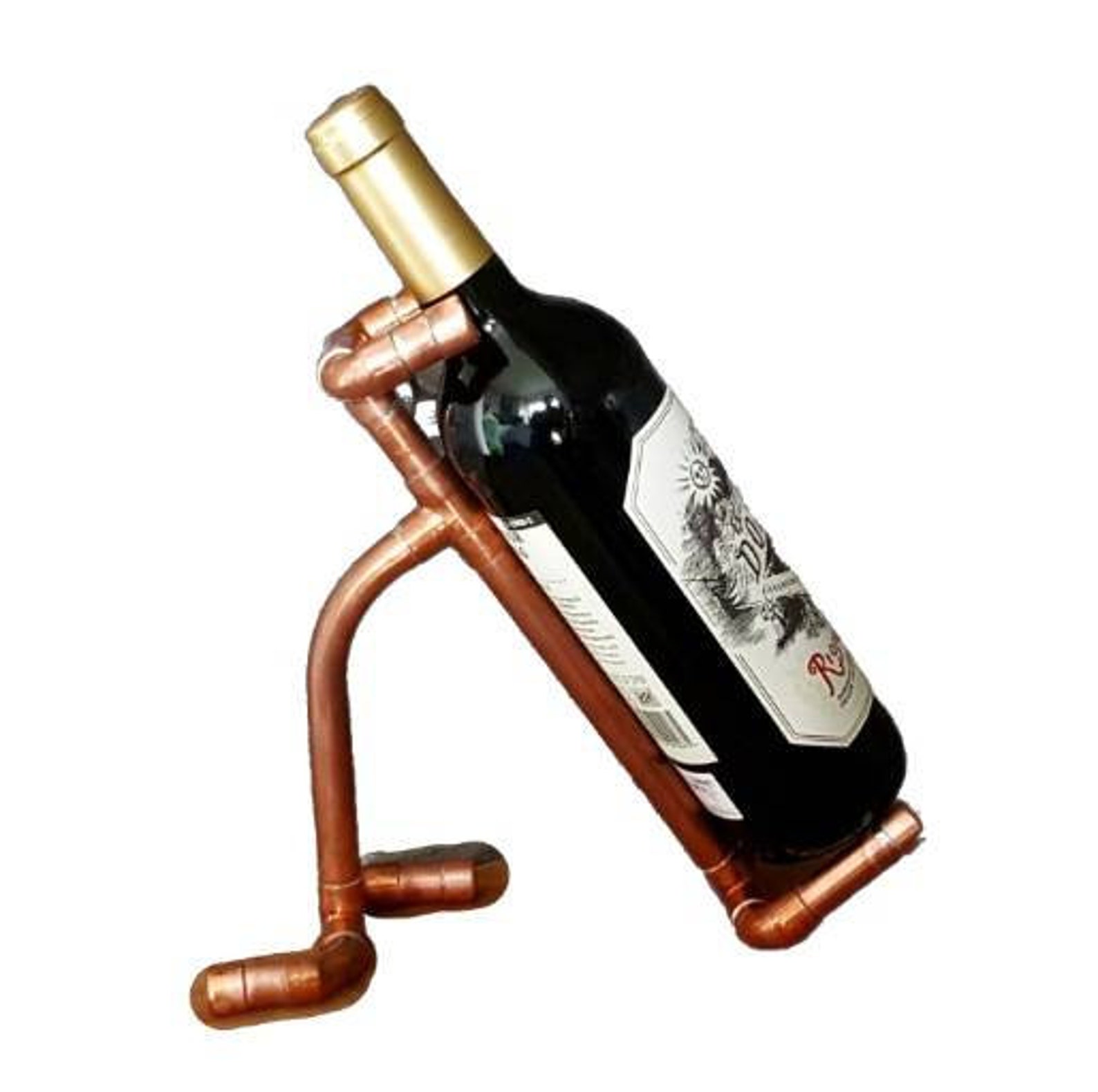 Copper pipe wine bottle holder stand. Fairy lights. Birthday Etsy