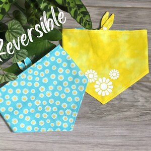 Personalized Reversible Daisy Snap Dog Bandana