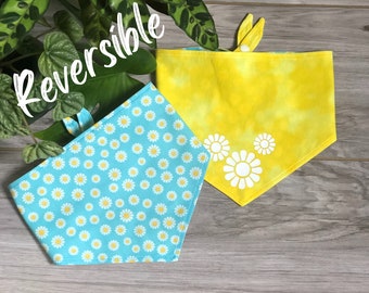 Personalized Reversible Daisy Snap Dog Bandana
