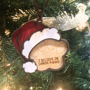 Personalized Santa Dog, Cat or Pet Christmas Ornament or Christmas Stocking Tag