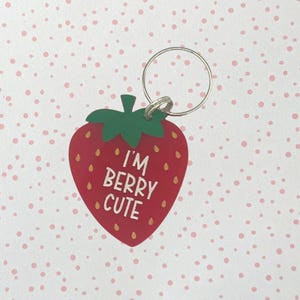 Personalized Acrylic Strawberry Dog Tag, "I'm Berry Cute" Custom Pet ID Tag