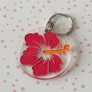 Dog Tag Hibiscus, Acrylic Dog Tag, Cat Tag, Pet Accessories, Pet Collar Tag
