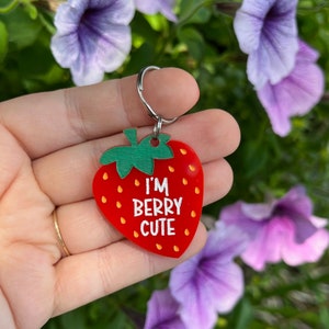 Acrylic Dog Tag: I'm Berry Cute, Personalized Dog Tag, Cute Dog Tag, Cute Pet Tag, Dog Collar Charm