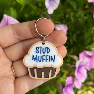Acrylic Dog Tag: Stud Muffin, Personalized Dog Tag, Cute Dog Tag, Cute Pet Tag, Cute Pet Tag, Dog Collar Charm