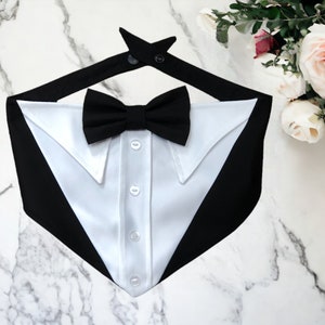 Tuxedo Dog Bandana, Wedding Dog Bandana, Special Occasion Dog Bandana, Snap Dog Bandana, Custom Dog Wedding Attire