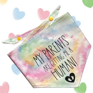 My Parents are Getting Me A Human Dog Bandana in Print, Baby Announcement Dog Bandana, Baby Shower Dog Bandana, Gift Dog Bandana Mom To Be