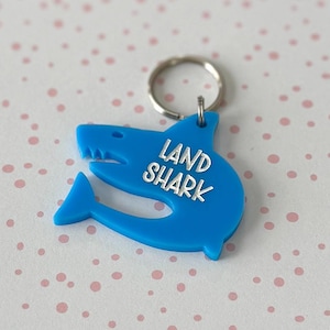 Acrylic Dog Tag: Land Shark, Personalized Dog Tag, Cute Dog Tag, Cute Pet Tag, Dog Collar Charm