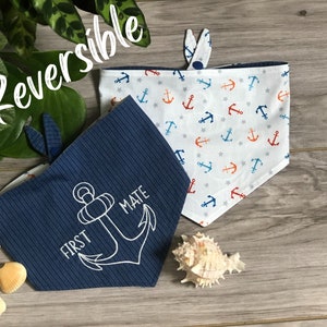 Personalisiertes Reversibel Snap Hundehalstuch Erster Kamerad Bootfahren Sailor, Benutzerdefinierte Hundehalstuch, Bootfahren Haustier Bandana