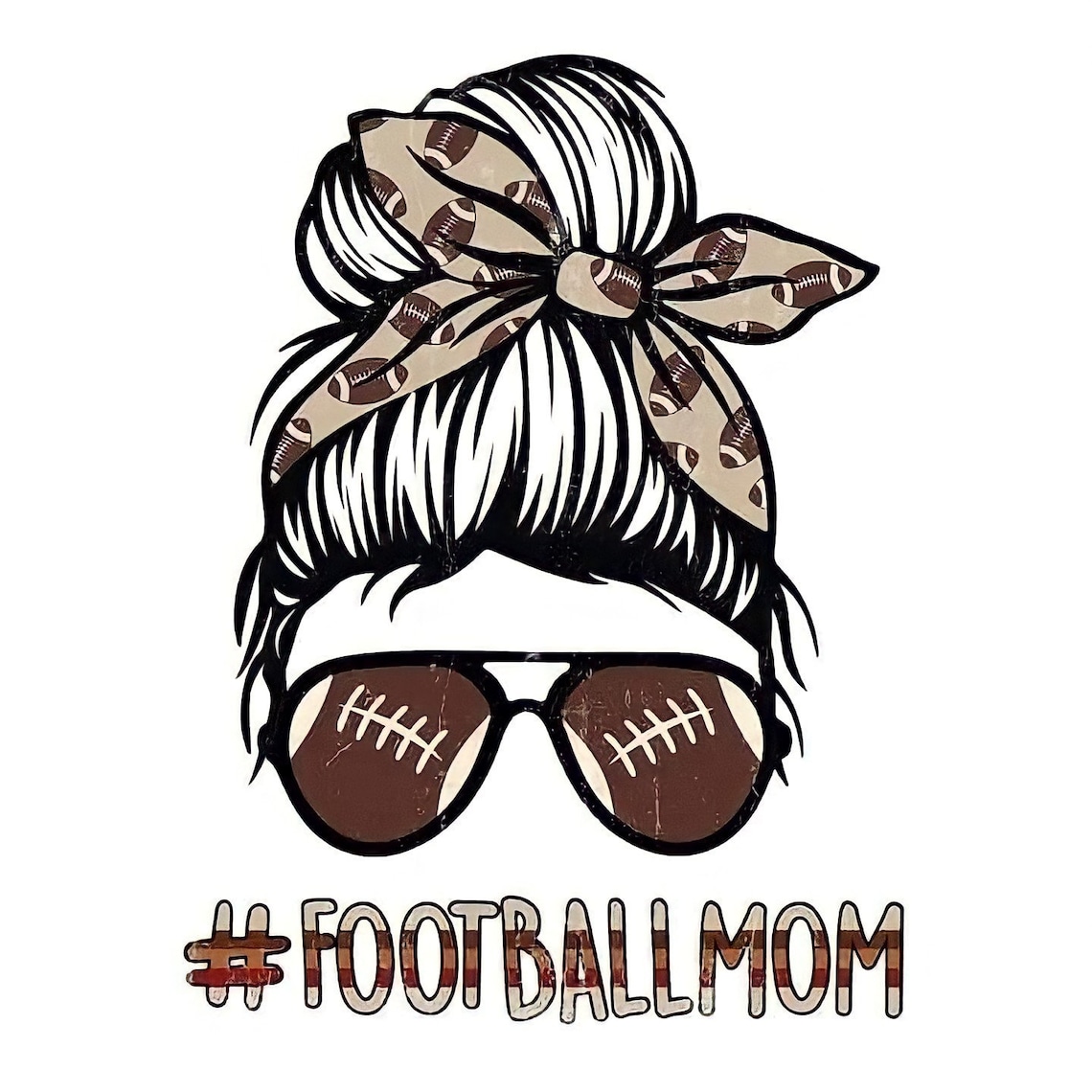 Messy bun football sublimation jpg  etsy Messy bun football sublimation jpg  etsy