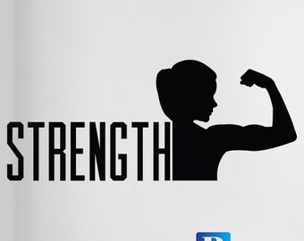 Woman muscles strength gym Wall Window Art Stickers Decal Vinyl Room