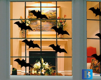 Spooky Halloween Home vinyl window/ wall decals stickers Bats/Pumpkins available in a variety of colours