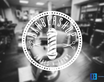 Barber Salon Shop Hairdresser's Shaves And Trims Window/Wall Decal Sticker
