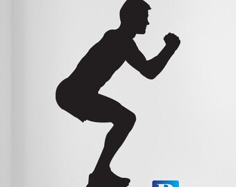 Man exercising squatting Wall Window Art Stickers Decal Vinyl Room