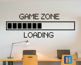 Gaming Zone Loading Gamer Room Cool Wall Art Matt Vinyl Decal Sticker